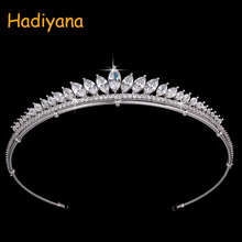 Hadiyana-corona para el pelo con joyería cintas para el pelo de fiesta de lujo, accesorios para la cabeza de circonia cúbica, Tiaras para mujeres HG0002 2024 - compra barato