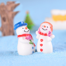 Lover Snowman Miniature Figurine Mini Christmas Figures Home Decoration Kawaii DIY Fairy Garden Ornaments Resin Craft Kids Toys 2024 - buy cheap