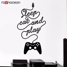 Sleep Eat And Play Game Quote Vinyl Wall Sticker Joystick Decals Home Decoration For Teenage Room Gamepad Kids Boys Bedroom 3096 2024 - buy cheap