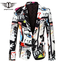 Plyesxale Hip Hop Mens Blazer Jacket European And American Style Casual Male Blazer Fashion Printed Designs Stage Costume Q485 2024 - buy cheap