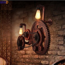Loft Style Industrial Wind Water Pipe Lamp Wood Gear Vintage Wall Light For Home Decor Antique Bedside LED Edison Wall Sconce 2024 - buy cheap