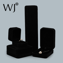 Caja de regalo de joyería de terciopelo negro elegante, expositor, collar, colgante, pulsera, anillo, organizador de almacenamiento, caja de embalaje 2024 - compra barato