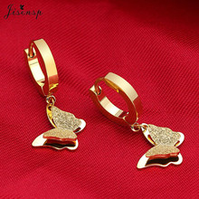 Jisensp Cute Double Butterfly Stud Earrings for Women Wedding Earrings Jewelry Accessories Stainless Steel Animal Earings Brinco 2024 - buy cheap