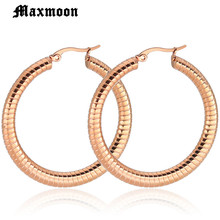 Maxmoon Simple Trendy Gold Color Geometric Big Round Circle Earrings For Women Fashion Large Hollow Stainless  Steel Earrings 2024 - buy cheap