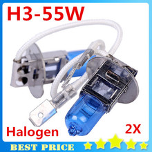 2 PCS 12V 55W H3 HeadLight Lamp Xenon Dark Blue Glass Replacement Car Halogen Light Bulb Super White 2024 - buy cheap