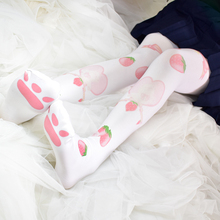 Velvet Pantyhose Japanese Lolita Lovely white cat claw strawberry cat  printing velvet stockings XWZ-L019 2024 - buy cheap