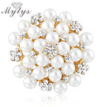 Mytys Brooch and Pin White Pearl and Crystal Brooch Pin Bridal Wedding Accessory  X245 2024 - buy cheap