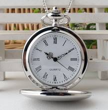 New Arrival Silver Smooth Quartz Pocket Watch Fob Chain Best Gift Men Women Fashion Steampunk Roman Numerals Gift 2024 - buy cheap