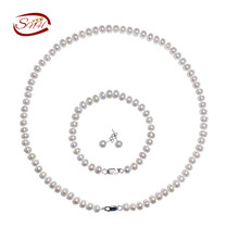 SNH 925 sterling silver jewelry 100% real natural freshwater pearl jewelry set for women 2024 - buy cheap