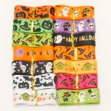 Cintas de grogrén estampadas para feliz Halloween, conjunto aleatorio, estilo mix10, 22/25mm, 1Y/estilo 2024 - compra barato