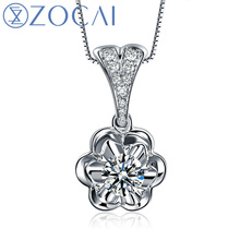 ZOCAI para para sakura 0.15 ct natural genuine diamond 18K white gold pendant + 925 silver chain as gift D04459 2024 - buy cheap