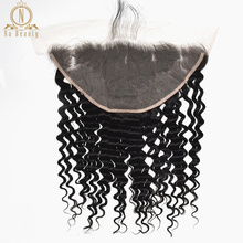 Transparent Lace Frontal Deep Wave 13X6 Big Lace Ear To Ear Remy Brazilian Human Hair Clear Lace Closure Natural Black For Women 2024 - buy cheap