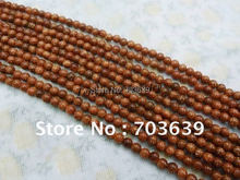 Wholesale 5 strands 4mm gold sand stone beads fit bracelet, necklace DIY, round ball glidstone beads, jewelry fittings, findings 2024 - buy cheap