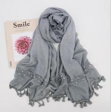 R8 High quality  Big lace hijab scarf shawl tassel  pearl women scarf/scarves wrap headband 10pcs/lot can choose colors 2024 - buy cheap
