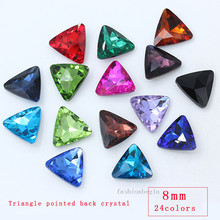 30p 8mm color Trigon pointed Foiled back fancy stone faceted crystal glass Vintage rhinestones Nail Art Gem jewelry making beads 2024 - buy cheap