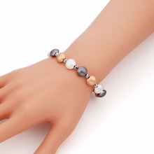 Women Alloy Charm Strand Bracelet Round Crystal Beads Elastic Bracelet For Women European Personality Accessories Jewelry 2019 2024 - buy cheap