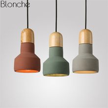 Nordic Cement Wood Pendant Lights for Home Kitchen Loft Industrial Decor Led Modern Hanging Lamp Lighting Fixture E27 Luminaire 2024 - buy cheap