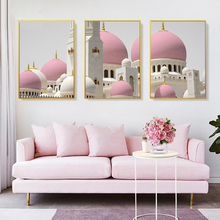 Nordic Pink Fresh Style Classic European Palace Church Landscape Canvas Painting Art Poster Hotel Living Room Decor Wall Picture 2024 - buy cheap