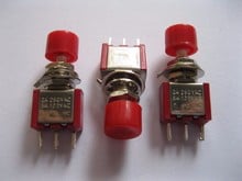 Tampa vermelha momentânea no/nc 100 pçs, interruptor de painel de 3 pinos de montagem, botão de pressão ac 250v 2a 120v 5a