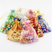 Bolsa de Organza para joyas, bolsas de embalaje de exhibición de joyas de boda, rosa, 9x12cm, multicolor, 100 Uds., venta al por mayor 2024 - compra barato