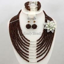 2015 Free Shipping! Costume African Fashion Jewelry Sets Brown Nigerian African Beads Wedding Jewelry Set Wholesale AMJ305 2024 - buy cheap