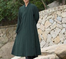 Unisex Summer & Spring high-grade algodão & linho roupas monge shaolin kung fu zen robe lay meditação Budista ternos verde 2024 - compre barato