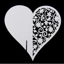 100pcs Lacer Cut Paper Love Heart cards Table Paper Wine Glass Cup Card Escort Table Mark for Wedding Party Home Decorations 2024 - buy cheap