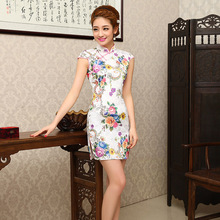 Grace Women Chinese Traditional Dress Short Summer Flower Printing Qipao Female Sexy Robe Chinoise for Party Cosplay 18 2024 - buy cheap