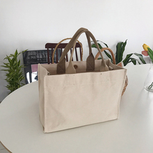 2019 New Women Shopping Bag Canvas Solid Hasp Big Capacity Shoppping Bag Tote Beach Bag Eco Reusable Folding Bag 2024 - buy cheap