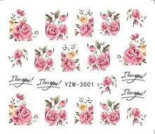 YWK 1 лист 2020 сделай сам, дизайнерские Переводные насадки для ногтей, розовые розы, наклейки для ногтей, наклейки для женщин, красивые свадебные ногти 2024 - купить недорого