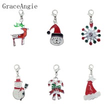 6pcs Christmas Pendant Gift Santa Claus Redd Hat Bell Snowflake Deer Animal Jewelry  lovely Earring Findings With lobster clasp 2024 - buy cheap