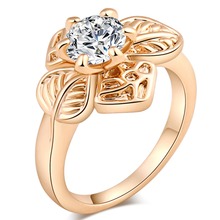 Anéis luxuosos de zircônia cúbica, para casamento e noivado para mulheres, cor dourada e flor, joias de alta qualidade, atacado 2024 - compre barato