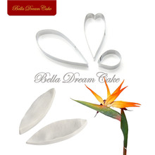 Moldes de silicona de pétalos de flores Strelitzia, cortador de acero inoxidable, Fondant, herramienta de decoración para hornear, bricolaje, 5 unids/set por juego 2024 - compra barato