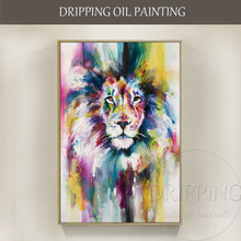 Fashion Design Artist Hand-painted Colorful Animal Lion Oil Painting on Canvas Abstract Animal Lion Oil Painting for Wall Decor 2024 - buy cheap