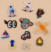 New arrival 10 pcs shoes skating fire embroidered Iron On cartoon Patches clothing bag shoe Appliques accessory free shipping 2024 - buy cheap