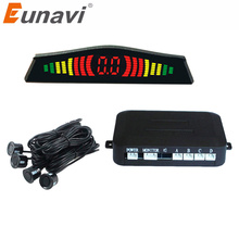 Автомобильный комплект светодиодных датчиков парковки Eunavi с 4 датчиками заднего хода, парковочный радар-монитор, детектор, система подсветки 2024 - купить недорого