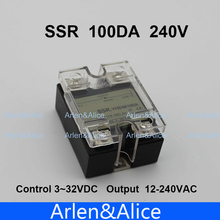 100DA SSR Control 3-32V DC output 12~240VAC single phase AC solid state relay 2024 - buy cheap