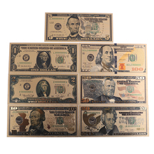 7 шт./компл. 24K позолоченный сувенир домашнее украшение реалистичные банкноты долларов античное покрытие высокое качество памятные нотки 2024 - купить недорого