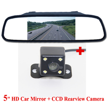 Factory Price  Car parking system HD CCD night vision car backup reversing rear view camera + 5" HD 800*480 Car Mirror Monitor 2024 - buy cheap