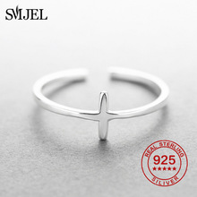 SMJEL-anillo cruzado clásico de plata de ley 100% 925 para mujer, joyería de moda, anillos de cóctel cruzado bonito, regalo de Navidad para niñas 2024 - compra barato