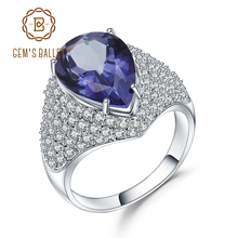 Anel de noivado feminino de prata esterlina 925, pedra preciosa de balé 5.22ct azul de iolite, quartzo místico, anéis finos de noivado para mulheres 2024 - compre barato
