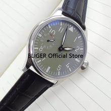 Causal 44mm Grey Sterile Dial Black Leather Strap Luminous Pointer 17 Jewels 6497 Hand Winding Movement Men's Watch P11 2024 - buy cheap