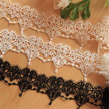 3Yards 5.4cm Handmade Ivory Black Flower Water droplets Embroidered Tape Lace Trim Applique Sewing Craft 6cm LW0197 2024 - buy cheap