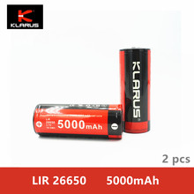 Bateria recarregável 26650 v 18.5wh do lir 5000 3.7 mah do li-íon de 2 pces klarus com circuito da proteção 500 vezes que carrega a vida do círculo 2024 - compre barato