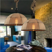 American country twine cloth style coffee industry style clothing store loft creative single-headed lid restaurant chandelier 2024 - buy cheap