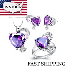 USA STOCK Uloveido New Fashion Crystal Bridal Jewelry Sets Wedding Jewelry Set Purple/Red Heart Accessories Gifts for Women T068 2024 - buy cheap