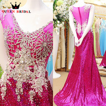 2021 New Sexy Mermaid V-neck Sequins Crystal Wedding Elegant Evening Dresses Formal Dress Gown Kaftan Special Occasion EX14 2024 - buy cheap