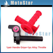 Red Handle Grips + Alloy Twist Throttle For Pit Pro Dirt Trail Bike Motocross SSR XR CRF 50 70 TTR Thumpstar KLX110 TTR 2024 - buy cheap
