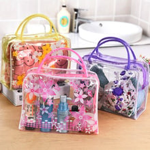 4pcs/Lot 4 Colors Make Up Bag Toiletry Bathing Storage Bag Women Waterproof Transparent Cosmetic Bag Floral PVC Travel Mini 2024 - buy cheap