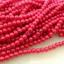 Fashion 5 Strands 85cm/Strand 6mm Red Glass Pearl Loose Beads Free Shipping 2024 - buy cheap